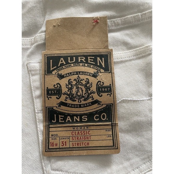 Lauren Ralph Lauren Classic Straight Stretch Jeans Womens Size 16 Beige 36x29 - Picture 7 of 13